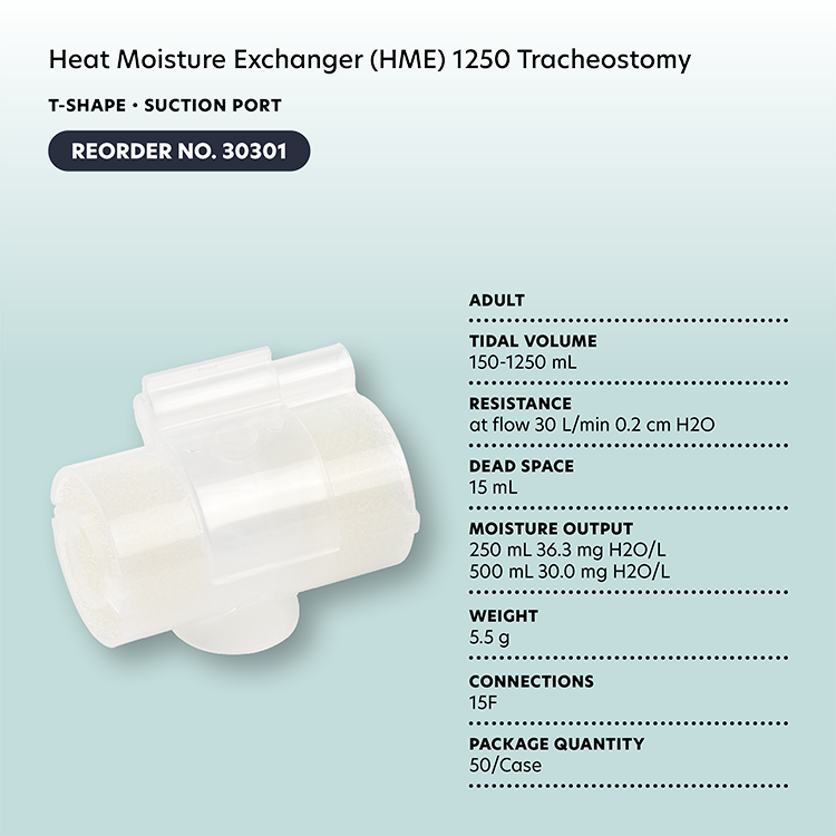 Dynarex 30301 Heat Moisture Exchanger (HME) 1250 Tracheostomy, T-Shape, Su