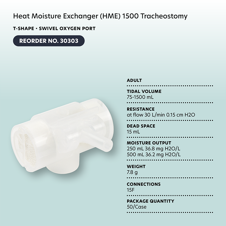 Dynarex 30303 Heat Moisture Exchanger (HME) 1500 Tracheostomy, T-Shape, Sw
