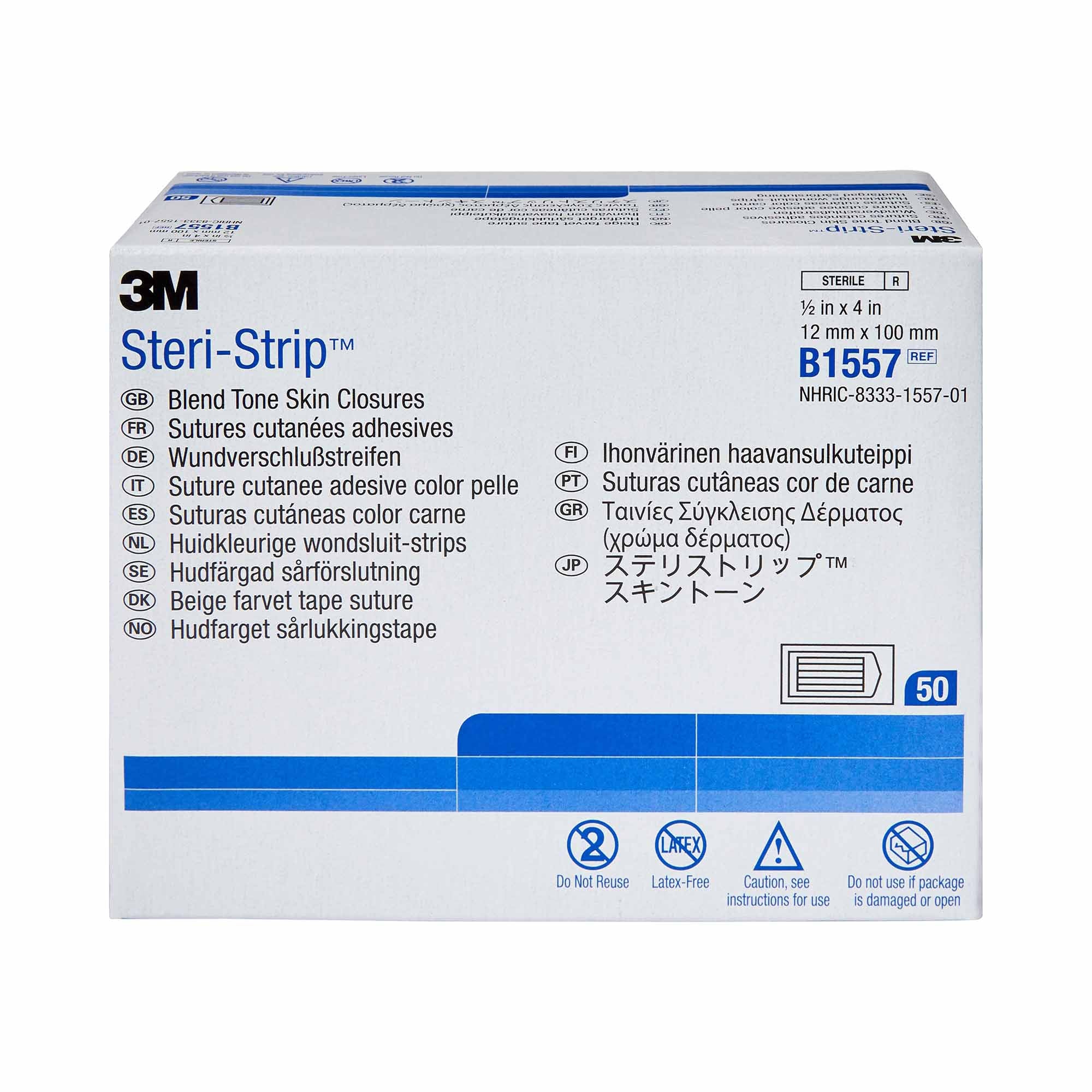 Skin Closure Strip Steri-Strip 1/2 X 4 Inch Nonwoven Material Flexible Strip Tan, Packaging Type- Box
