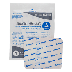 dynarex siligentle ag silver silicone foam dressing