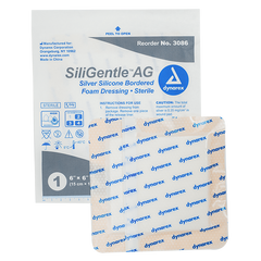 dynarex siligentle ag silver silicone foam dressing