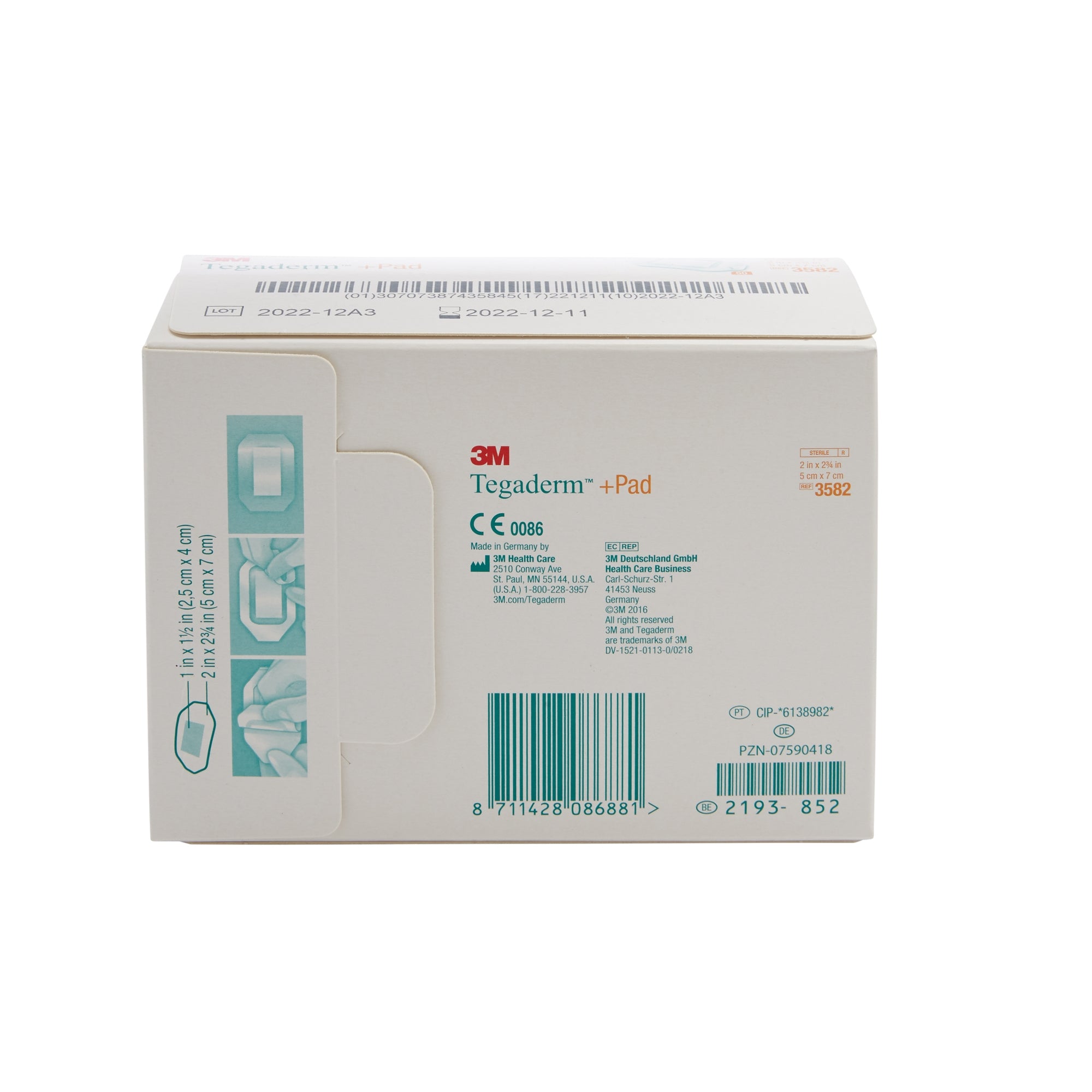Transparent Film Dressing with Pad 3M Tegaderm 2 X 2-3/4 Inch Frame Style Delivery Rectangle Sterile, Packaging Type- Case