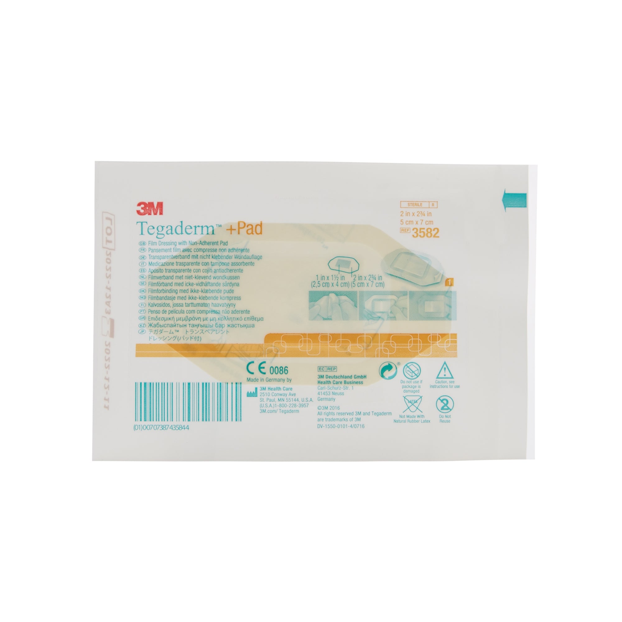 Transparent Film Dressing with Pad 3M Tegaderm 2 X 2-3/4 Inch Frame Style Delivery Rectangle Sterile, Packaging Type- Case