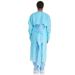 Protective Procedure Gown Halyard One Size Fits Most Blue NonSterile ASTM F1671 Disposable