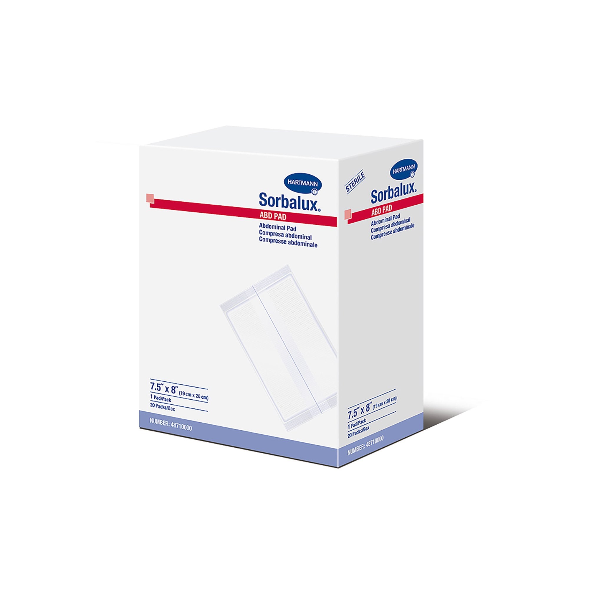 Abdominal Pad Sorbalux ABD 7-1/2 X 8 Inch 1-Ply Sterile 1 per Pouch