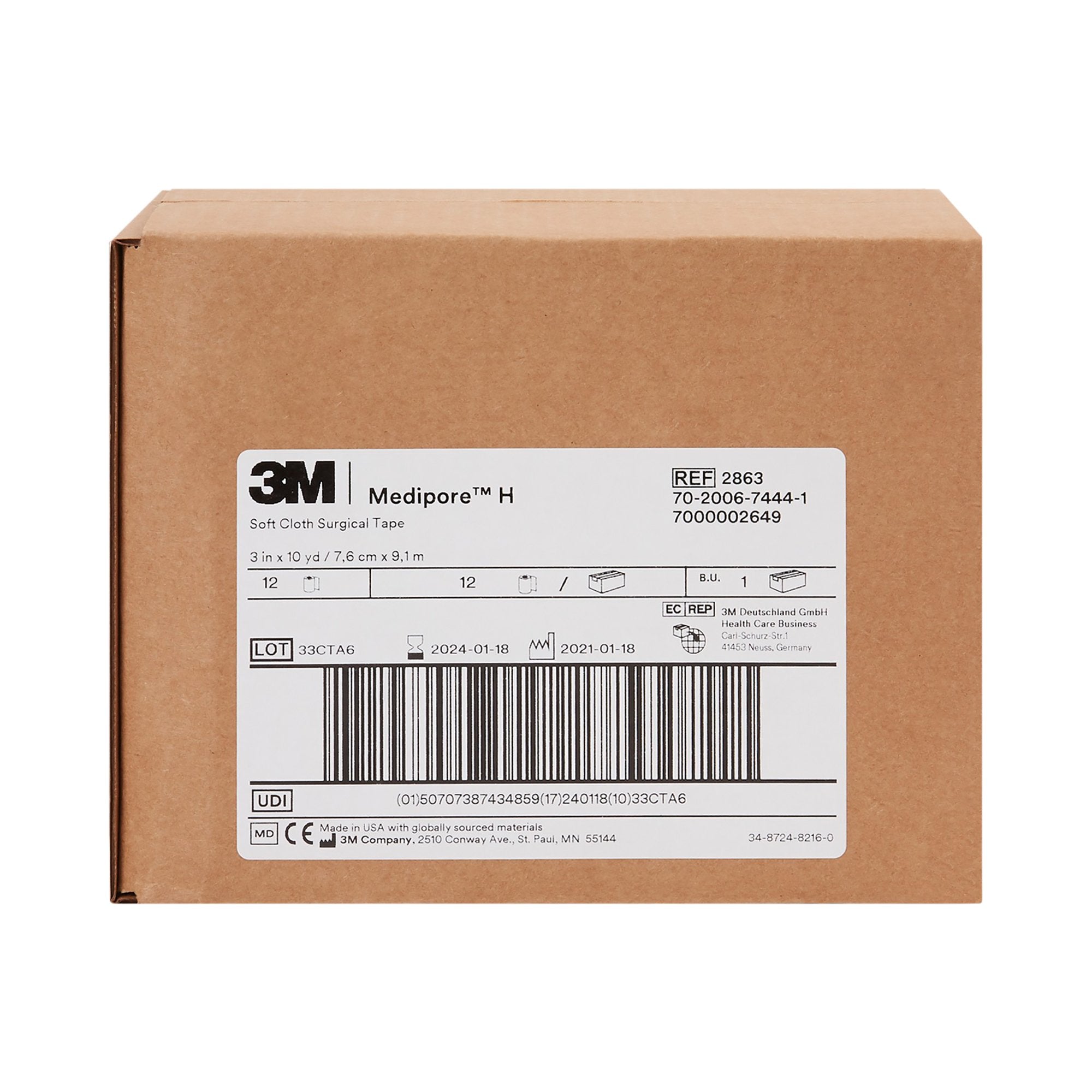 Perforated Medical Tape 3M Medipore H White 3 Inch X 10 Yard Soft Cloth NonSterile, Packaging Type- Case
