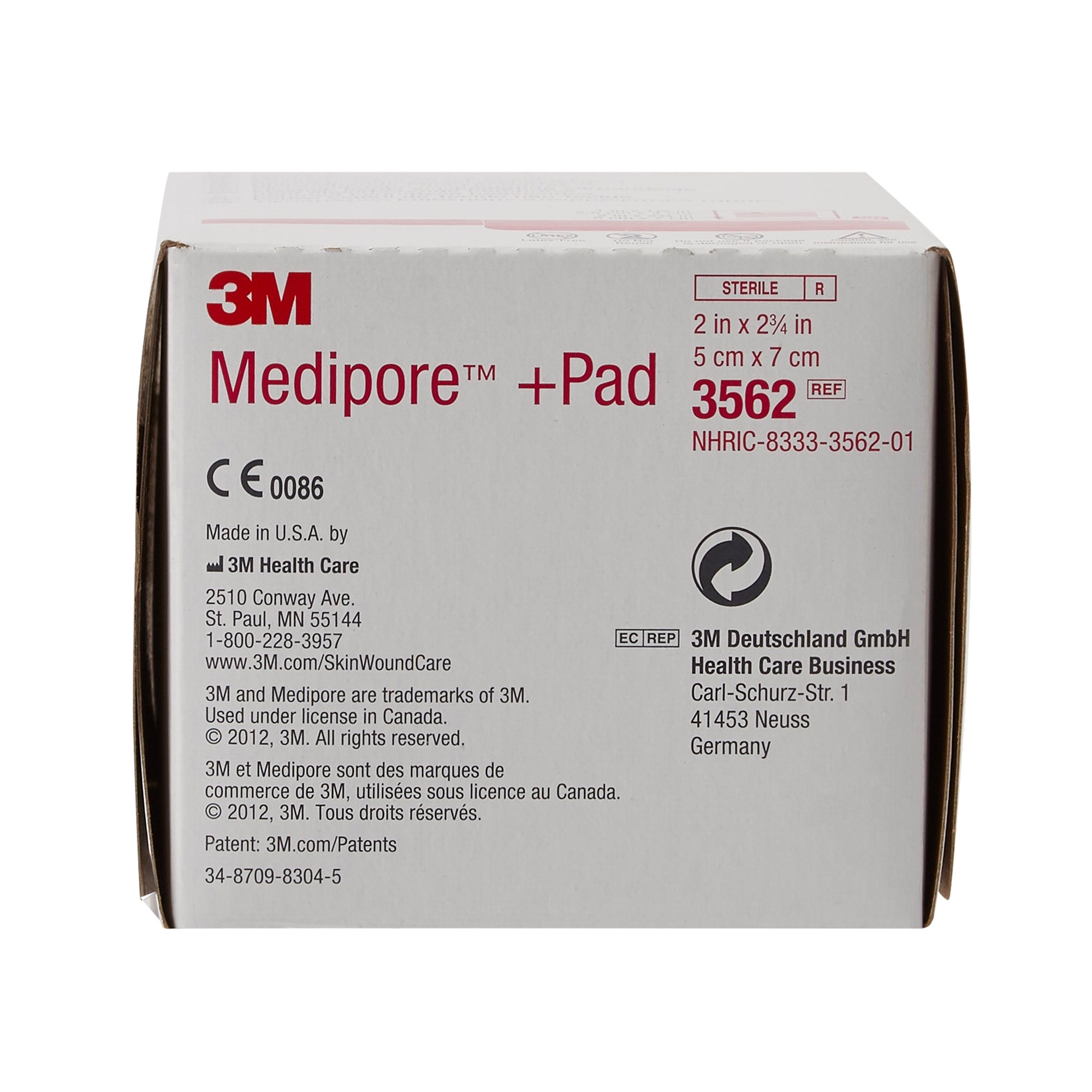 Composite Dressing 3M Medipore 2 X 2-3/4 Inch Rectangle Sterile Nonwoven Backing, Packaging Type- Case