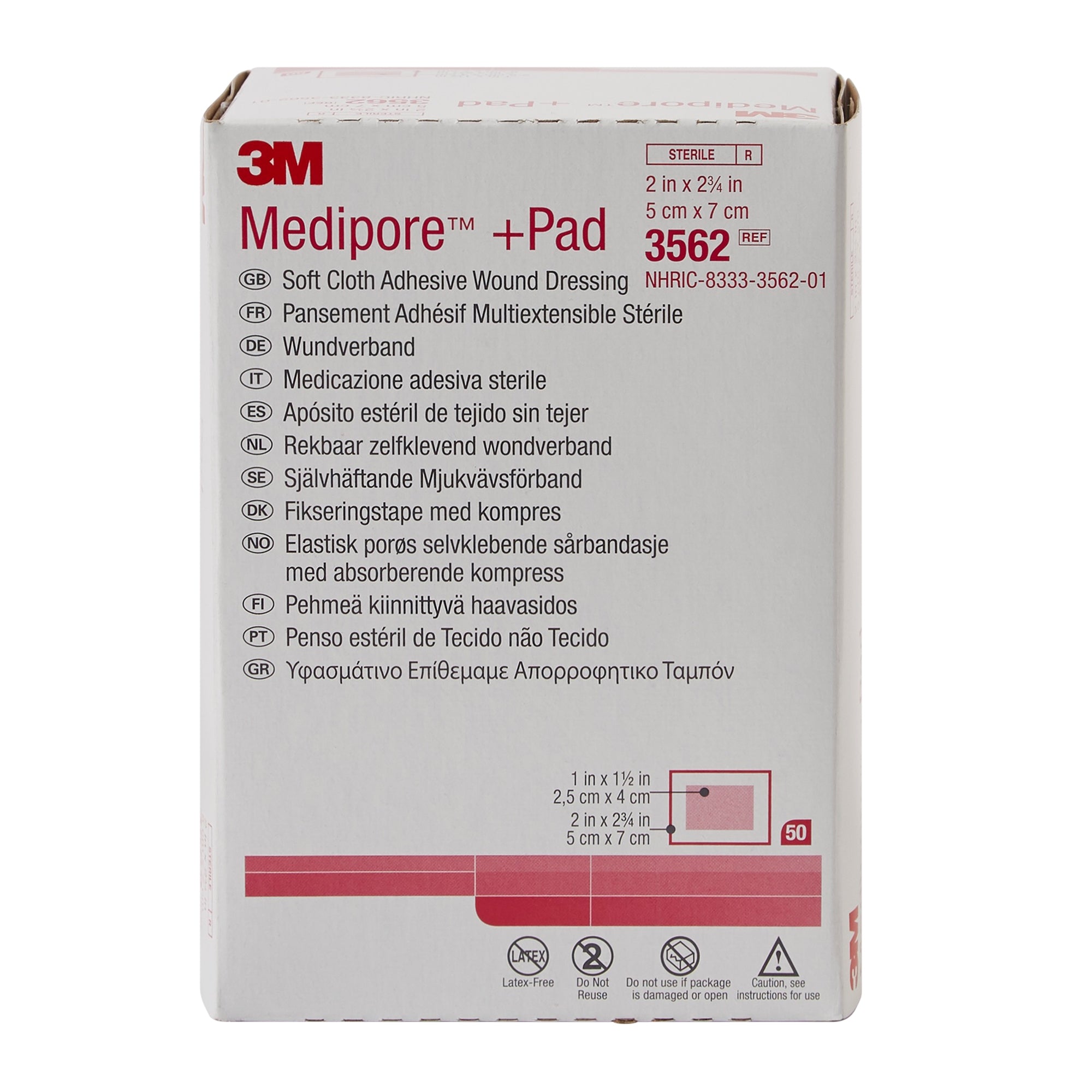 Composite Dressing 3M Medipore 2 X 2-3/4 Inch Rectangle Sterile Nonwoven Backing, Packaging Type- Case