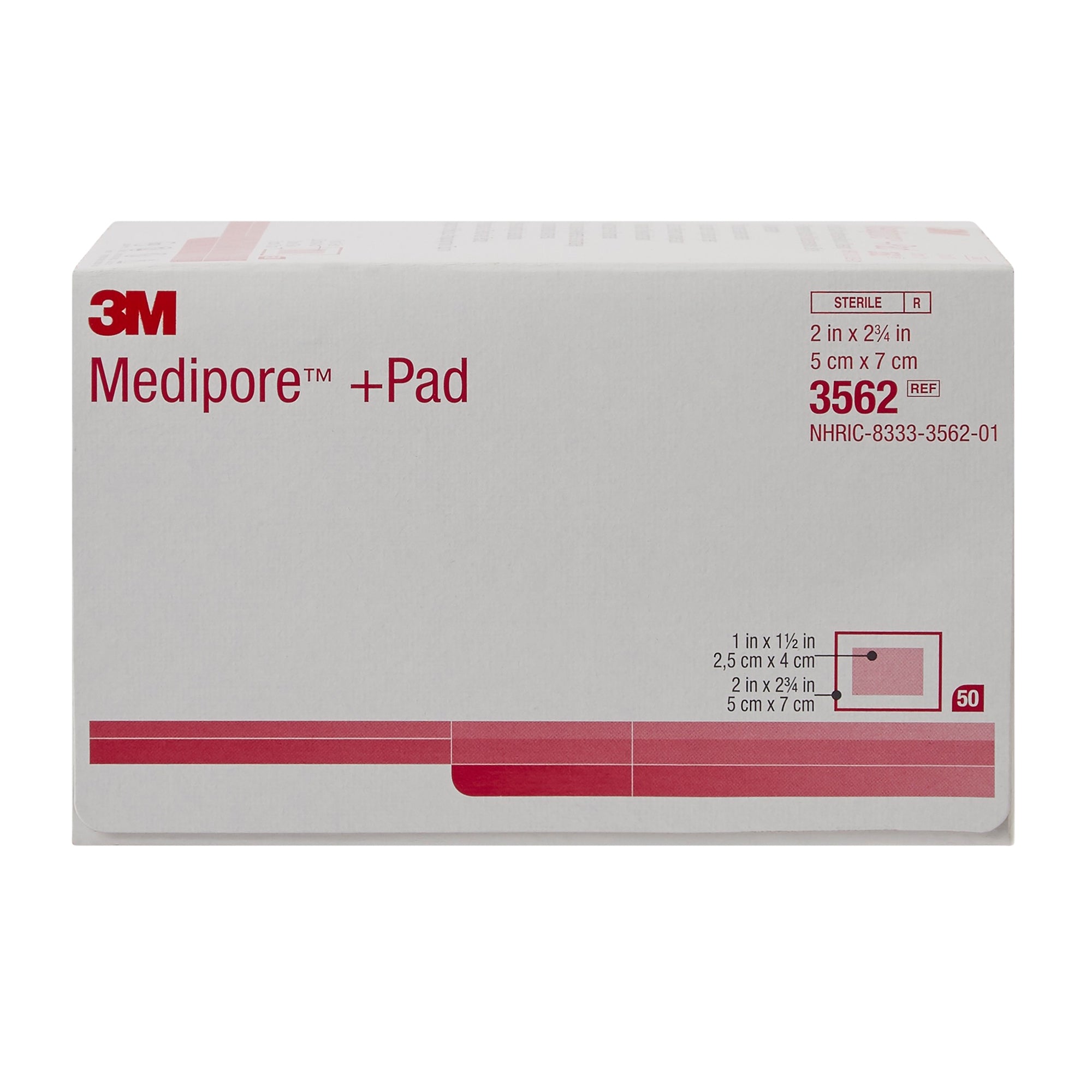 Composite Dressing 3M Medipore 2 X 2-3/4 Inch Rectangle Sterile Nonwoven Backing, Packaging Type- Case