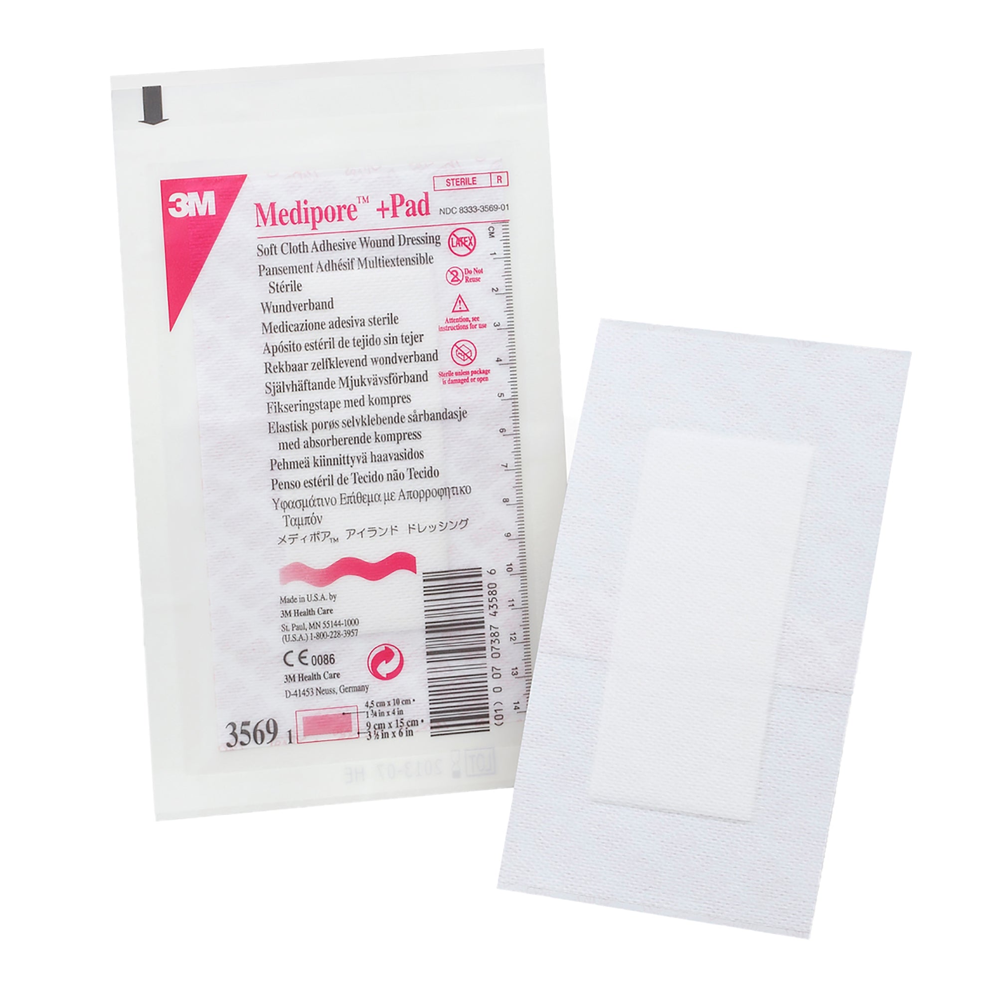 Composite Dressing 3M Medipore 3-1/2 X 6 Inch Rectangle Sterile Nonwoven Backing, Packaging Type- Box