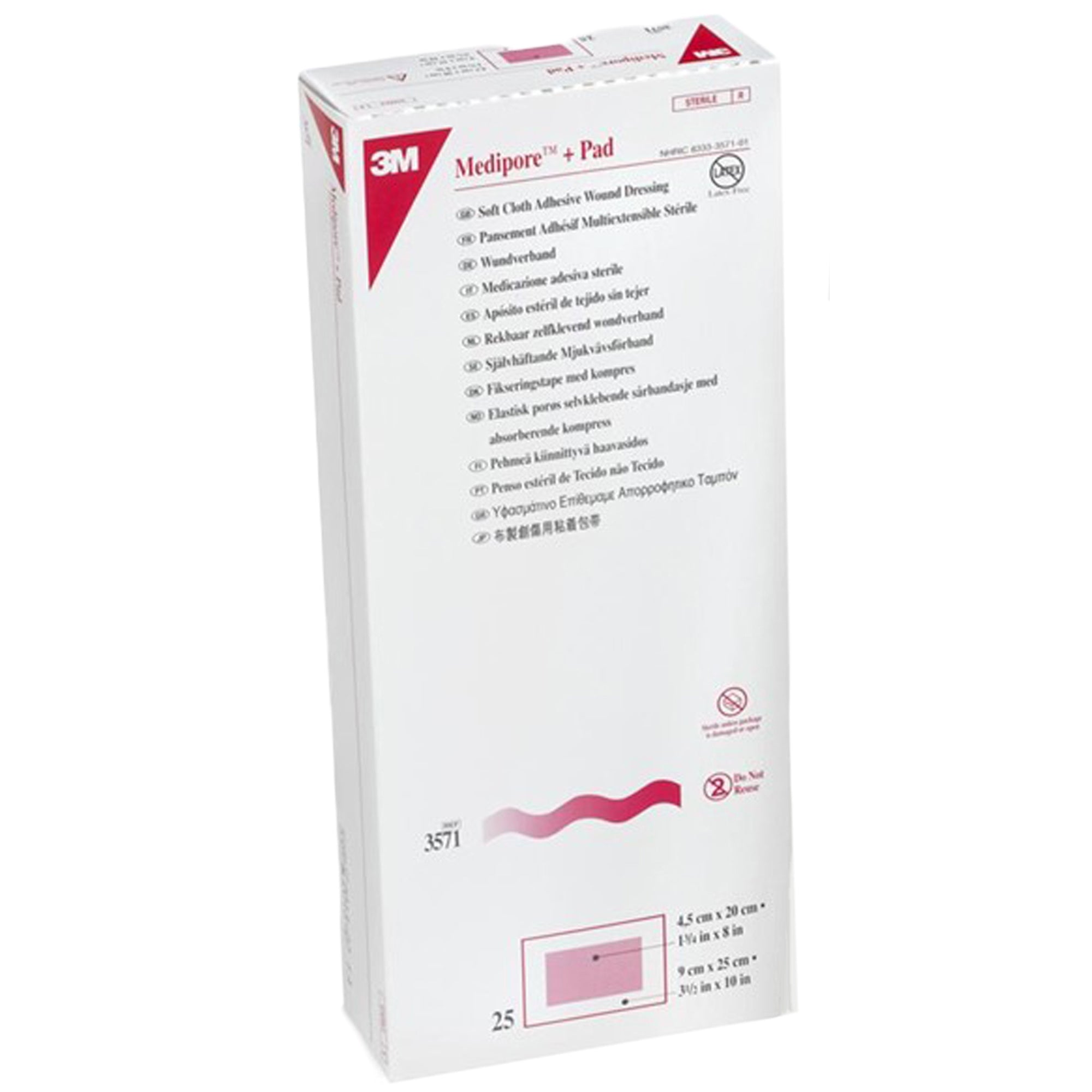 Composite Dressing 3M Medipore 3-1/2 X 10 Inch Rectangle Sterile Nonwoven Backing, Packaging Type- Box