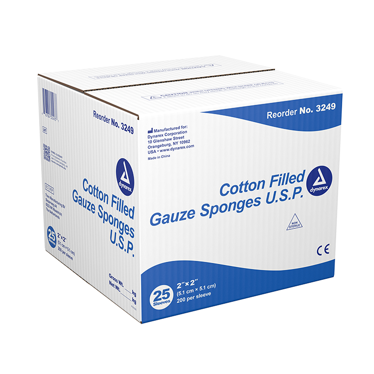 Dynarex Cotton Filled Gauze Sponge U.S.P, Pack Type 25 Box Per Case