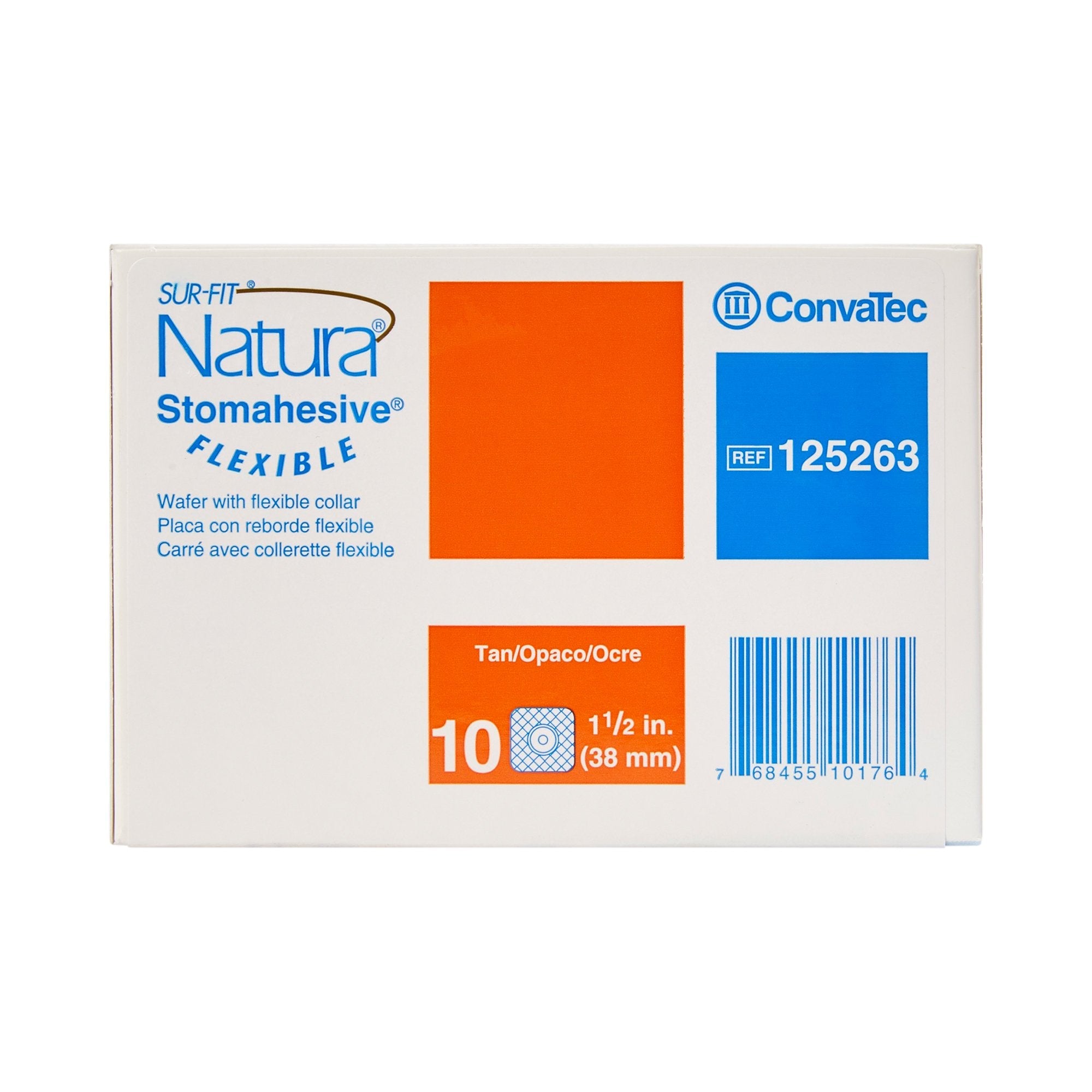 Ostomy Barrier Sur-Fit Natura Trim to Fit, Standard Wear Stomahesive Adhesive 38 mm Flange Sur-Fit Natura System Hydrocolloid Up to 7/8 Inch Opening 4 X 4 Inch,Packaging Type- Box