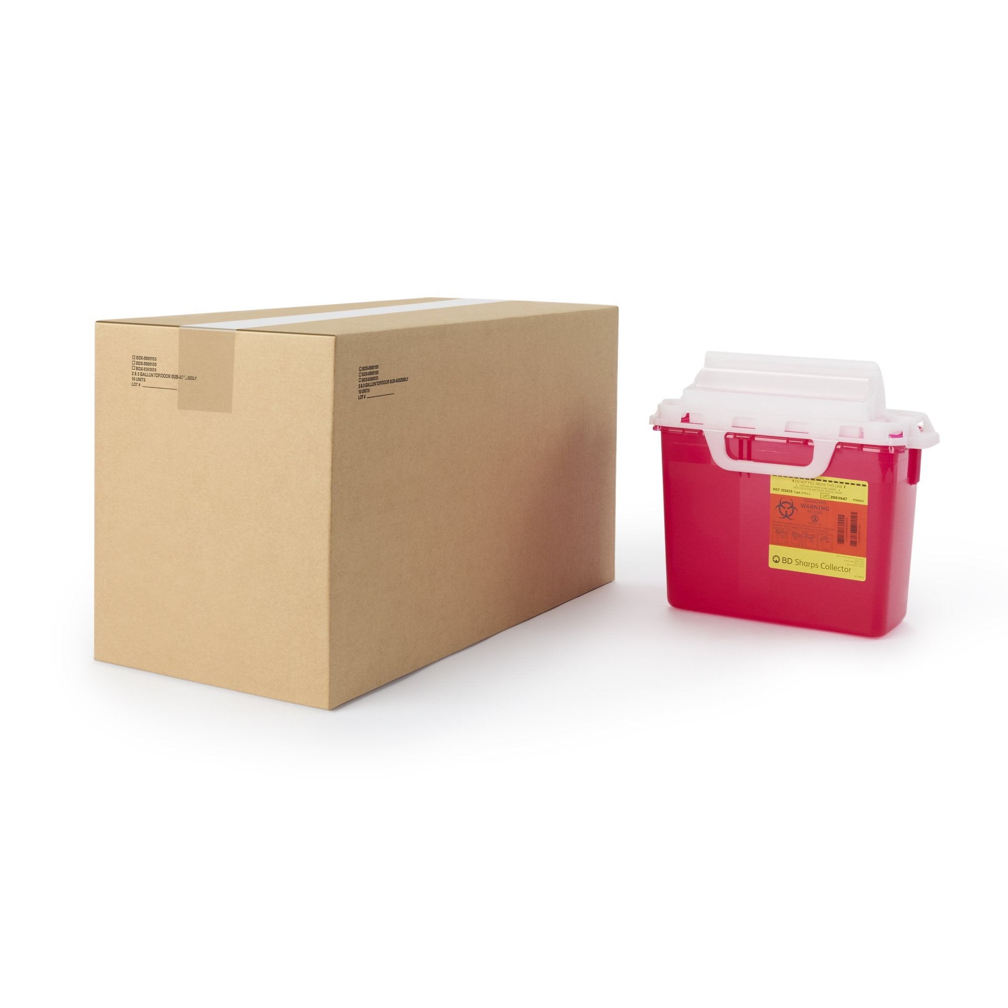 Sharps Container BD Red Base 12-1/2 H X 10-7/10 W X 6 D Inch Horizontal Entry 2 Gallon,Packaging Type- Each