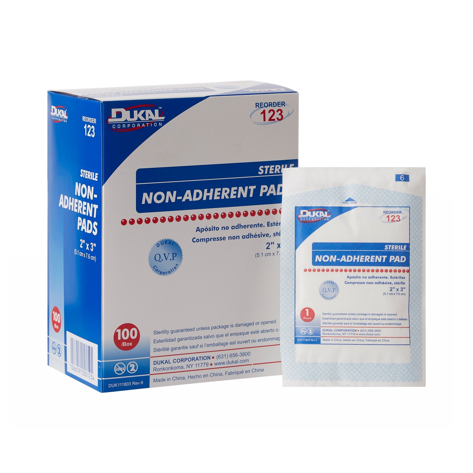 Non-Adherent Dressing Dukal 2 X 3 Inch Sterile 1 per Pack, Packaging Type- Case