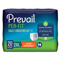 Prevail Per-Fit Extra Absorbent Underwear – Heavy Absorbency, Small–2X-Large Pack / 2X-Large