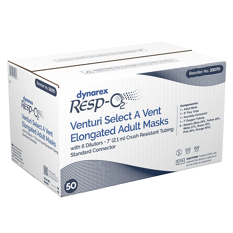 Dynarex Venturi Masks with Dilutors & Dial - Enhance Oxygen Therapy with Adjustable Flow for Optimal Breathing Comfort and Accurate Delivery.