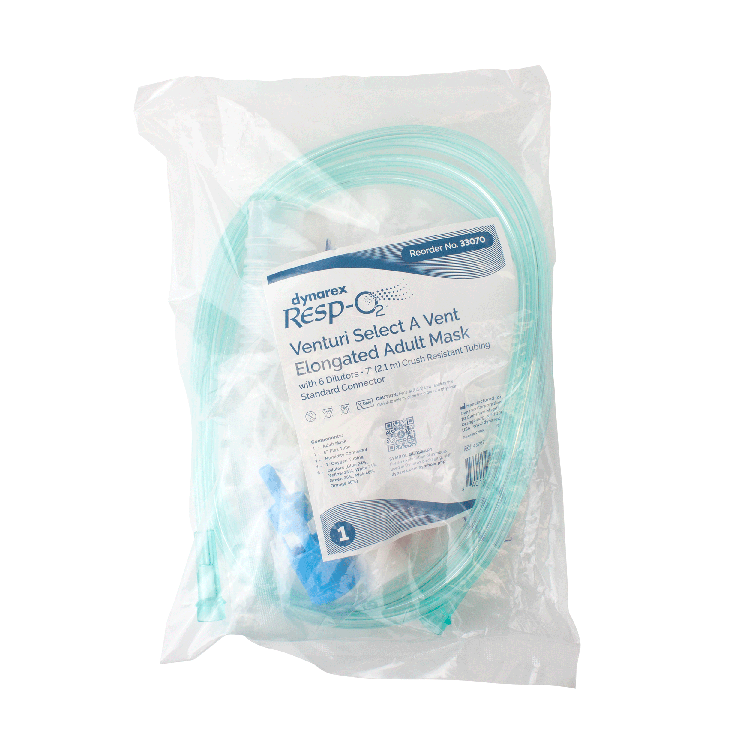 Dynarex Venturi Masks with Dilutors & Dial - Enhance Oxygen Therapy with Adjustable Flow for Optimal Breathing Comfort and Accurate Delivery.