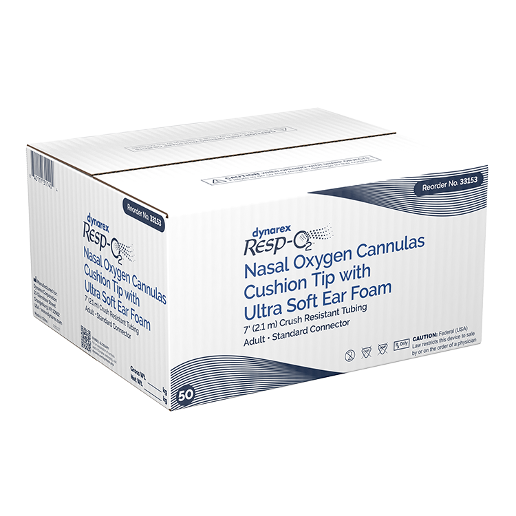 Dynarex Nasal Oxygen Cannulas - Ultra Soft Ear Foam & Cushion Tip for Maximum Comfort - Ideal for Long-Term Use and Enhanced Breathing Support