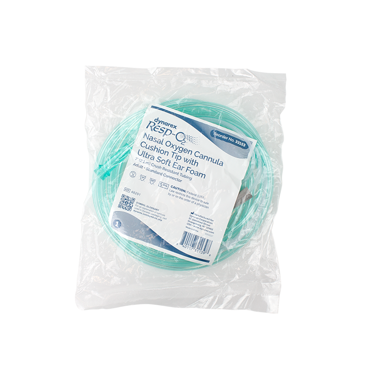 Dynarex Nasal Oxygen Cannulas - Ultra Soft Ear Foam & Cushion Tip for Maximum Comfort - Ideal for Long-Term Use and Enhanced Breathing Support