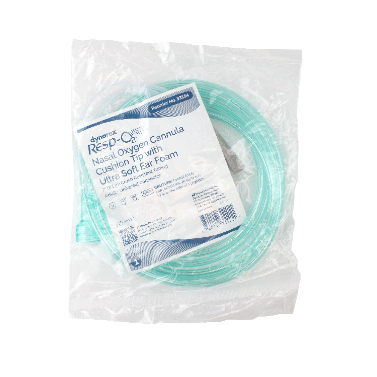 Dynarex Nasal Oxygen Cannulas - Ultra Soft Ear Foam & Cushion Tip for Maximum Comfort - Ideal for Long-Term Use and Enhanced Breathing Support