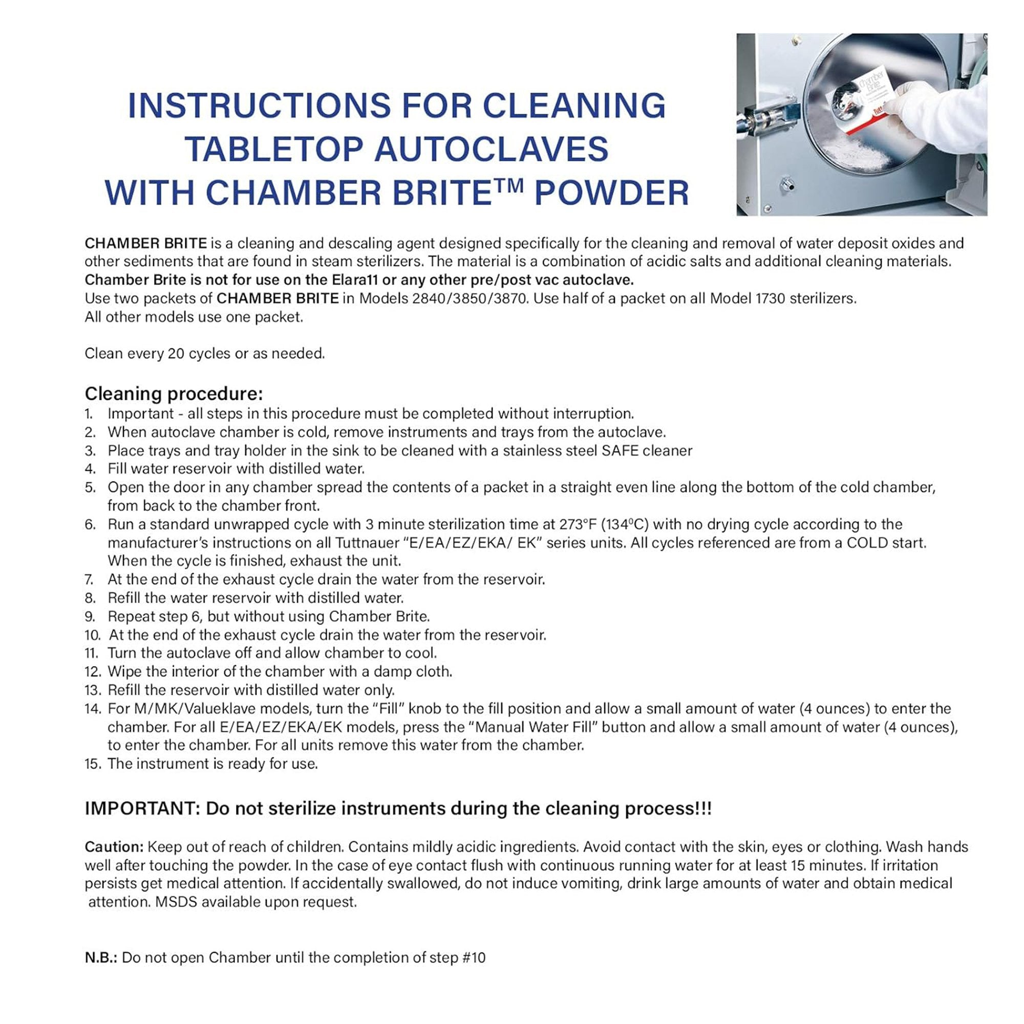 Chamber Brite Autoclave Chamber Cleaner, Packaging Type- Box