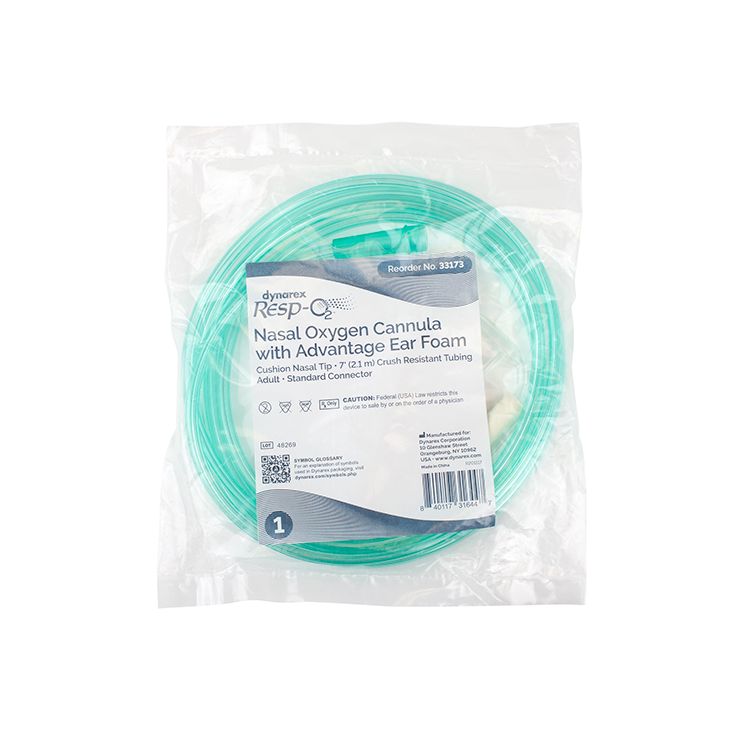 Dynarex Nasal Oxygen Cannula Cushion Tip w/Advantage Ear Foam w/ 7'
