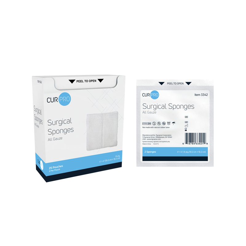 Gauze Sponge Dynarex 4 X 4 Inch 8-Ply Sterile 2 per Pack, Packaging Type- Case