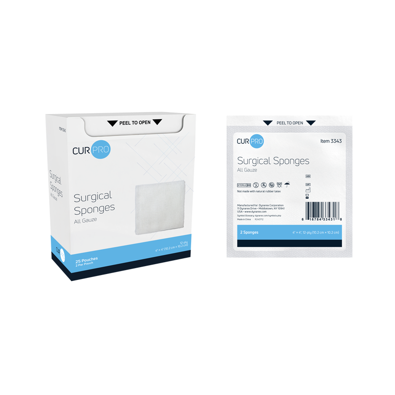 Gauze Sponge Dynarex 4 X 4 Inch 12-Ply Sterile 2 per Pack