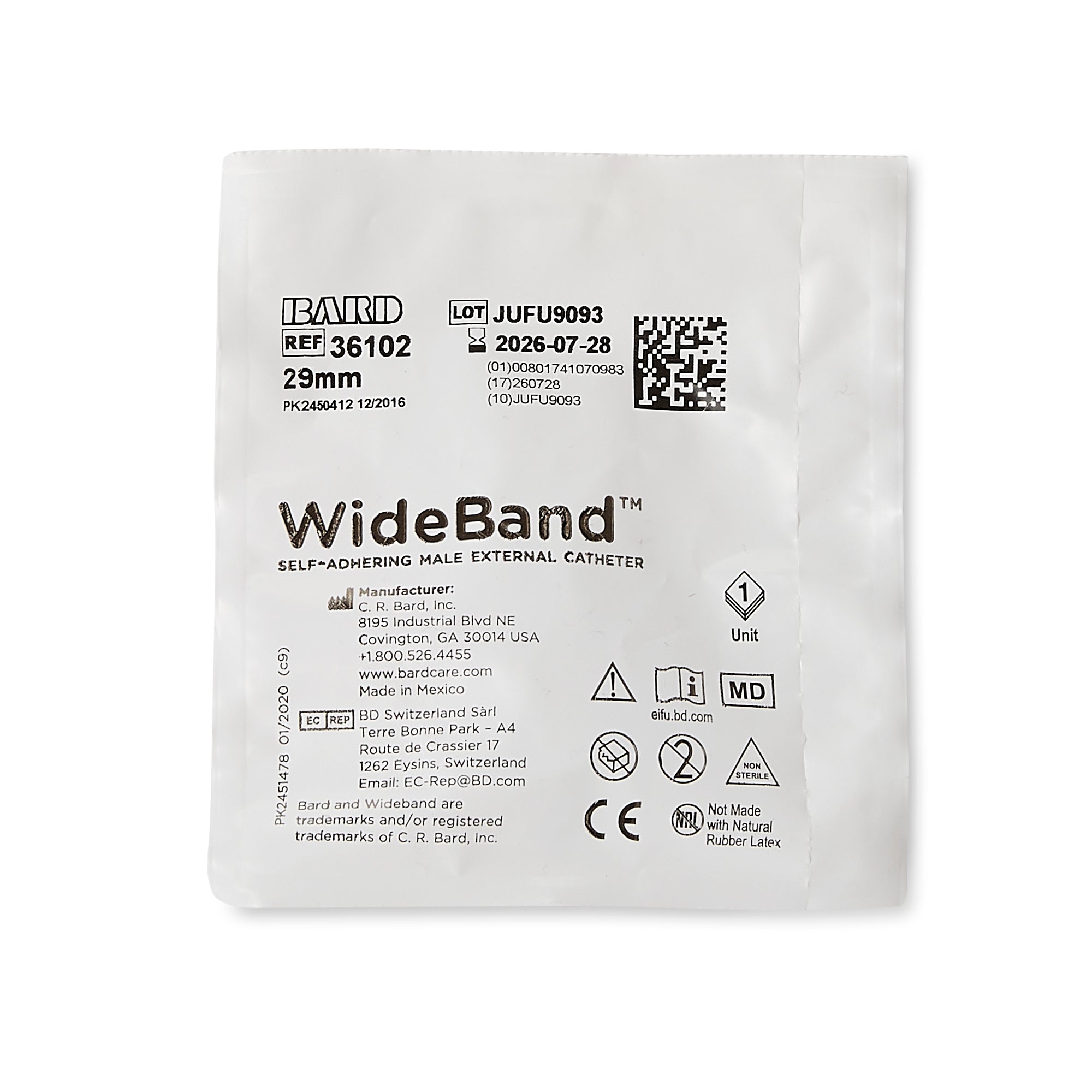 Male External Catheter Wide Band Self-Adhesive Band Silicone Medium,  Packaging Type- Each