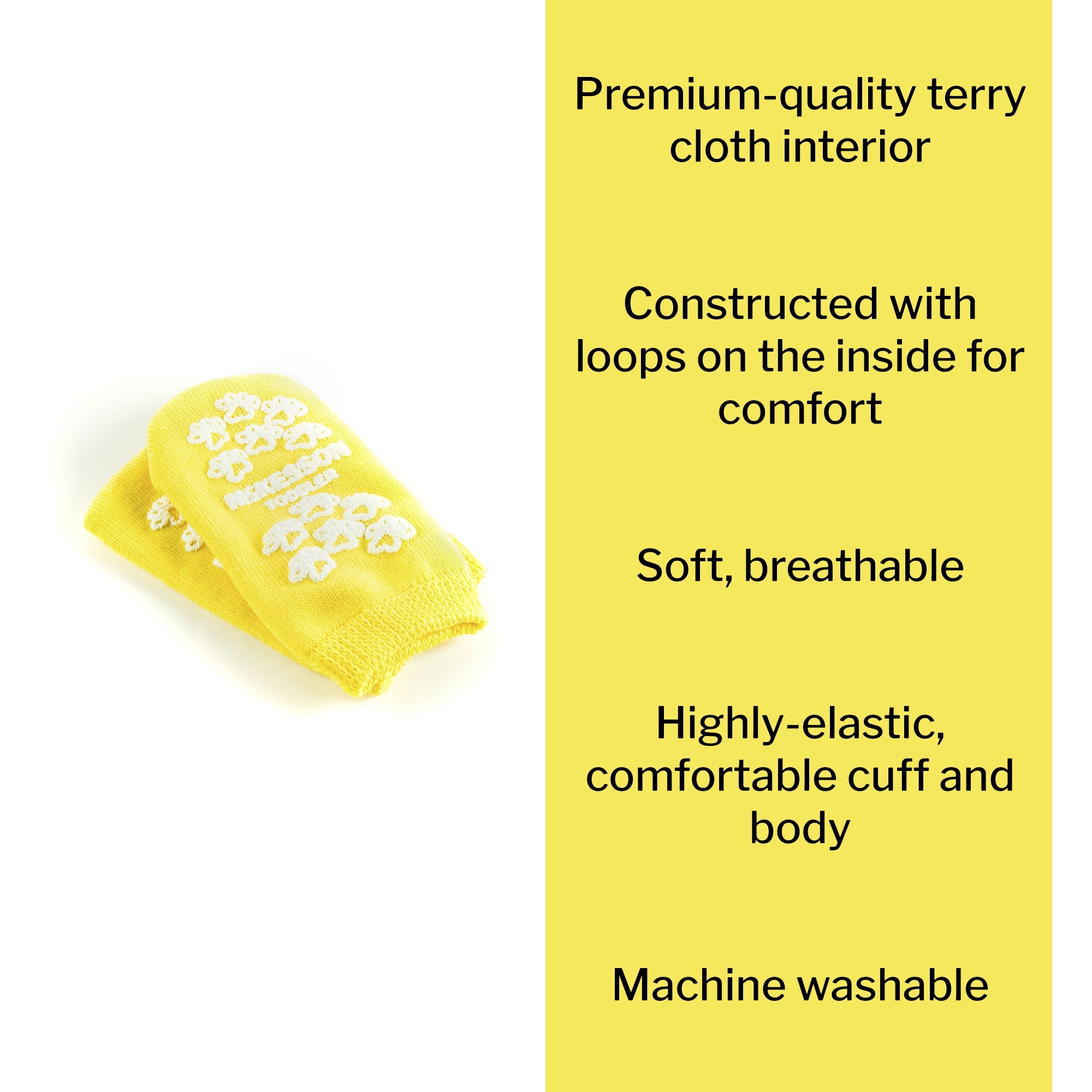 Slipper Socks McKesson Terries Unisex Toddler Single Tread Single Patient Use Yellow, Packaging Type- Case