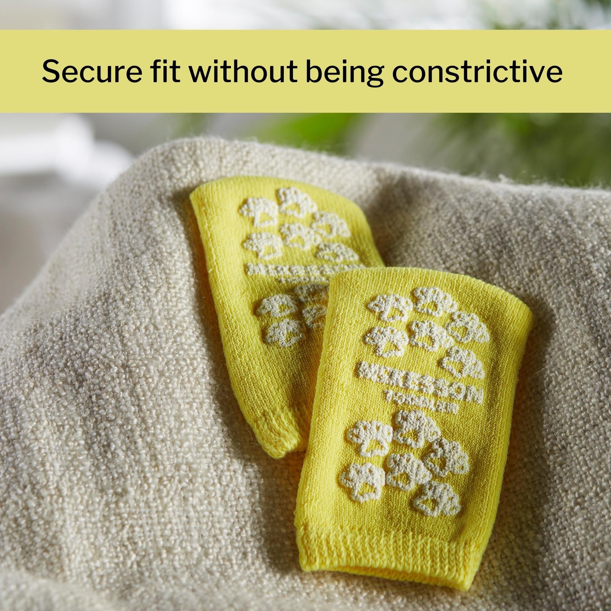 Slipper Socks McKesson Terries Unisex Toddler Single Tread Single Patient Use Yellow, Packaging Type- Case