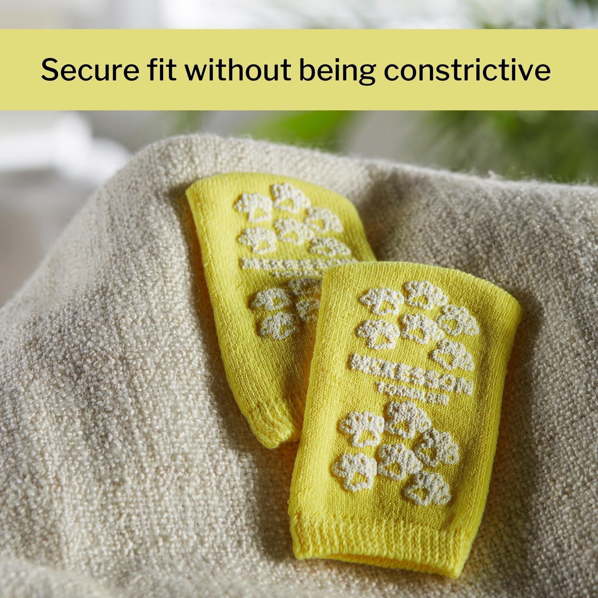 Slipper Socks McKesson Terries Unisex Toddler Single Tread Single Patient Use Yellow, Packaging Type- Case