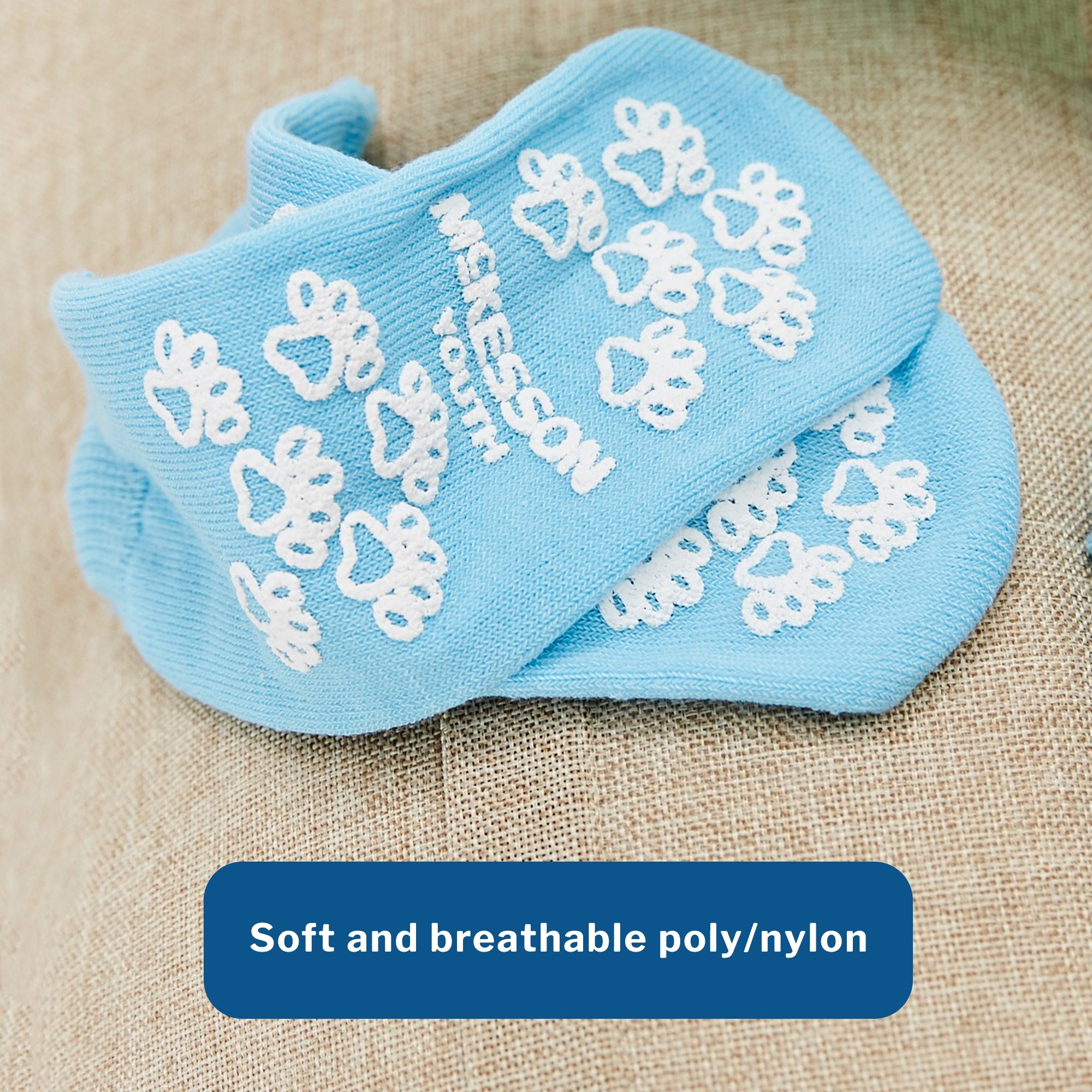 Slipper Socks McKesson Terries Unisex Child Single Tread Single Patient Use Light Blue, Packaging Type- Case