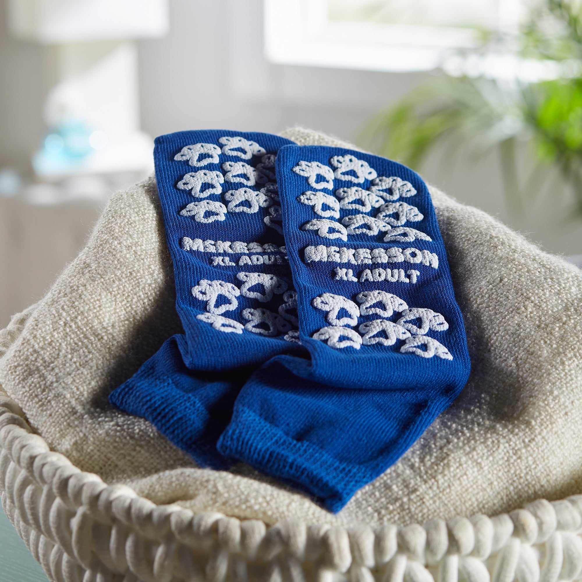 Slipper Socks McKesson Terries Unisex Adult X-Large Single Tread Single Patient Use Royal Blue, Packaging Type- Case