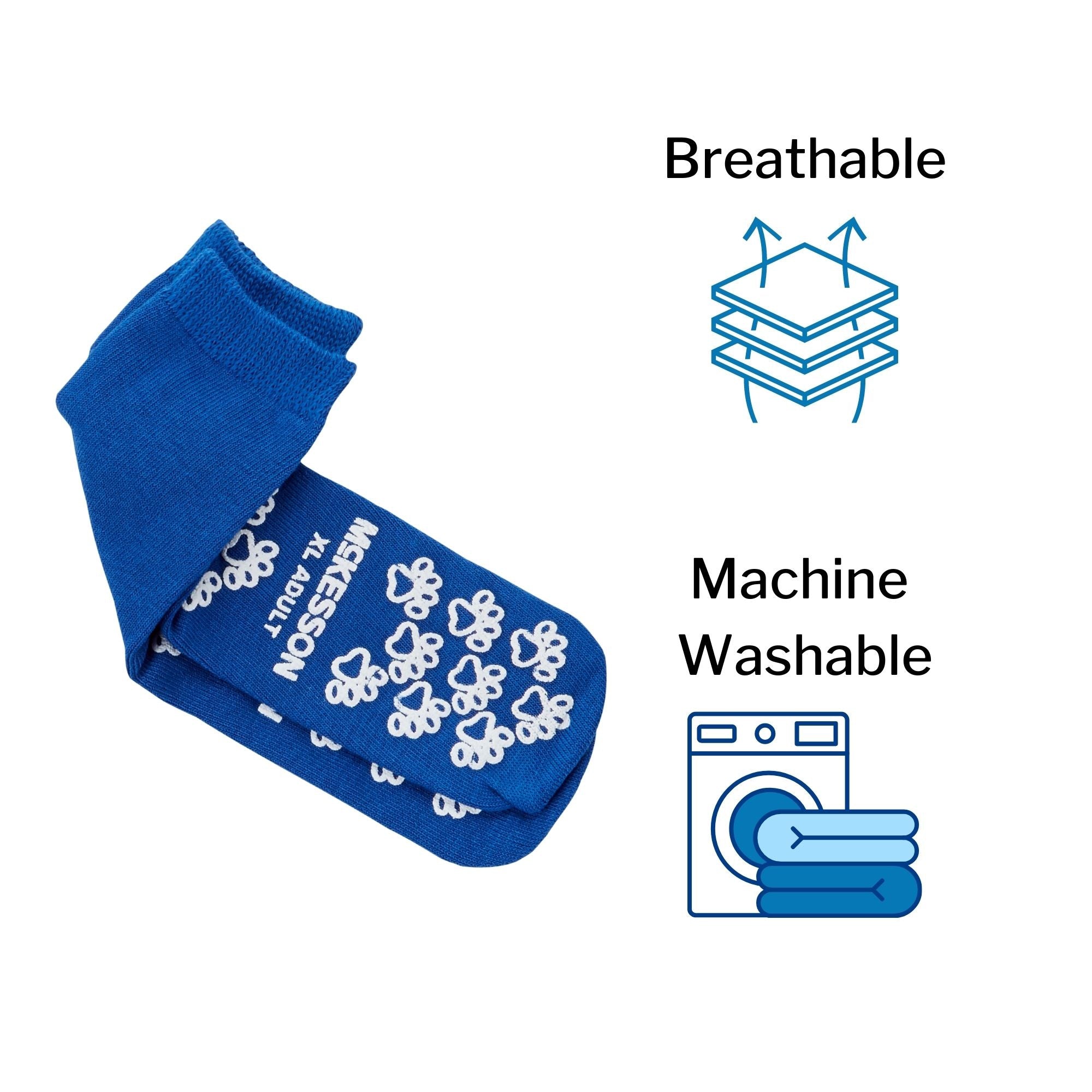 Slipper Socks McKesson Terries Unisex Adult X-Large Single Tread Single Patient Use Royal Blue, Packaging Type- Case