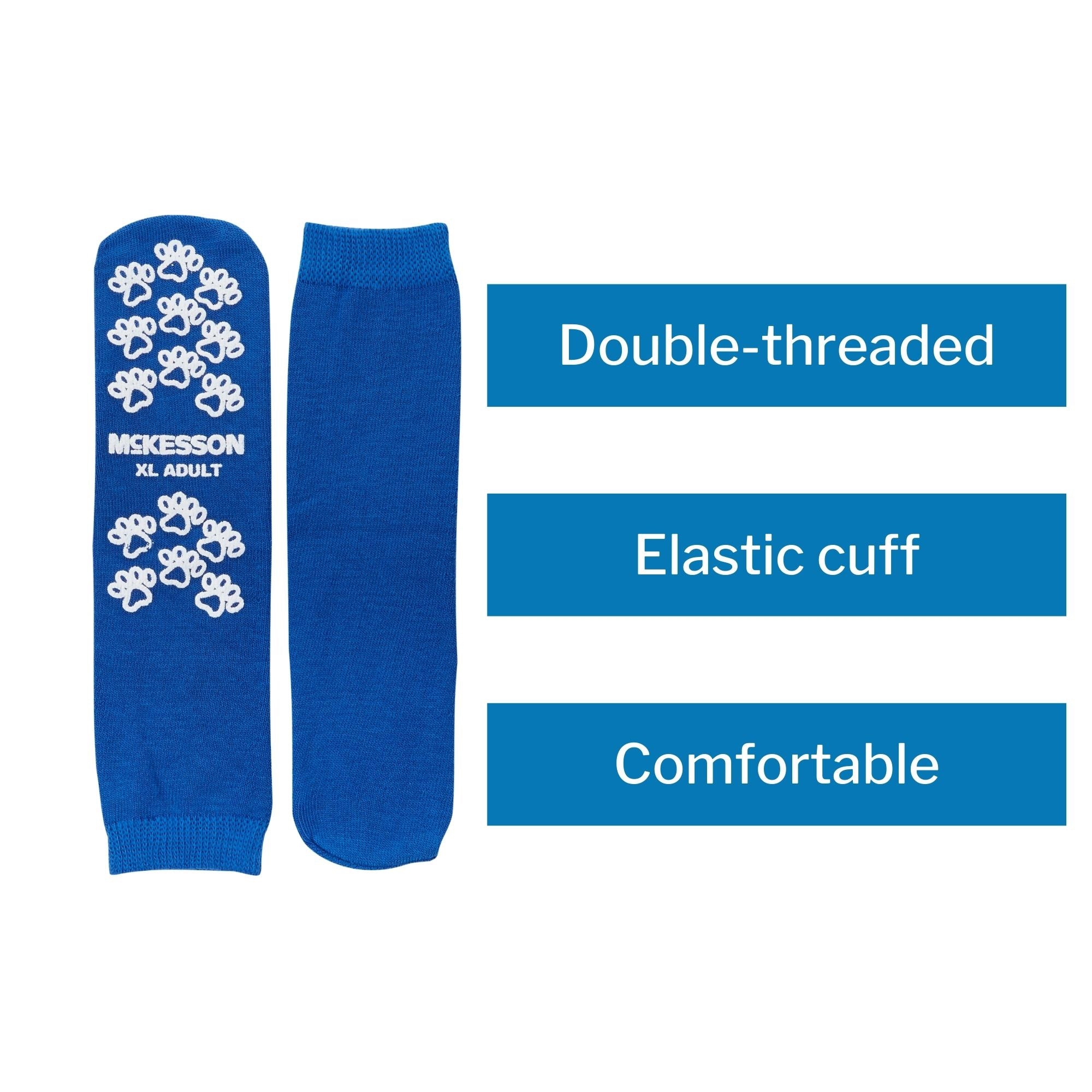 Slipper Socks McKesson Terries Unisex Adult X-Large Single Tread Single Patient Use Royal Blue, Packaging Type- Case