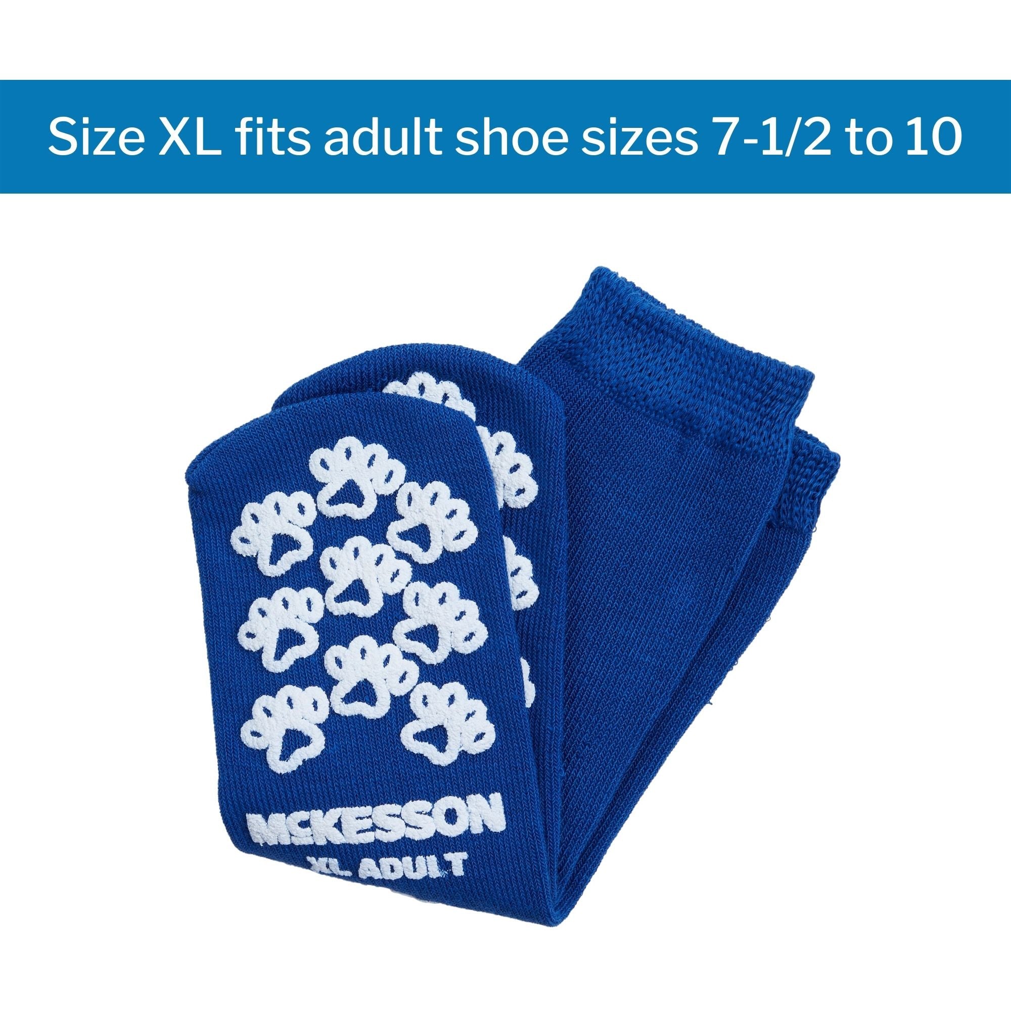 Slipper Socks McKesson Terries Unisex Adult X-Large Single Tread Single Patient Use Royal Blue, Packaging Type- Case