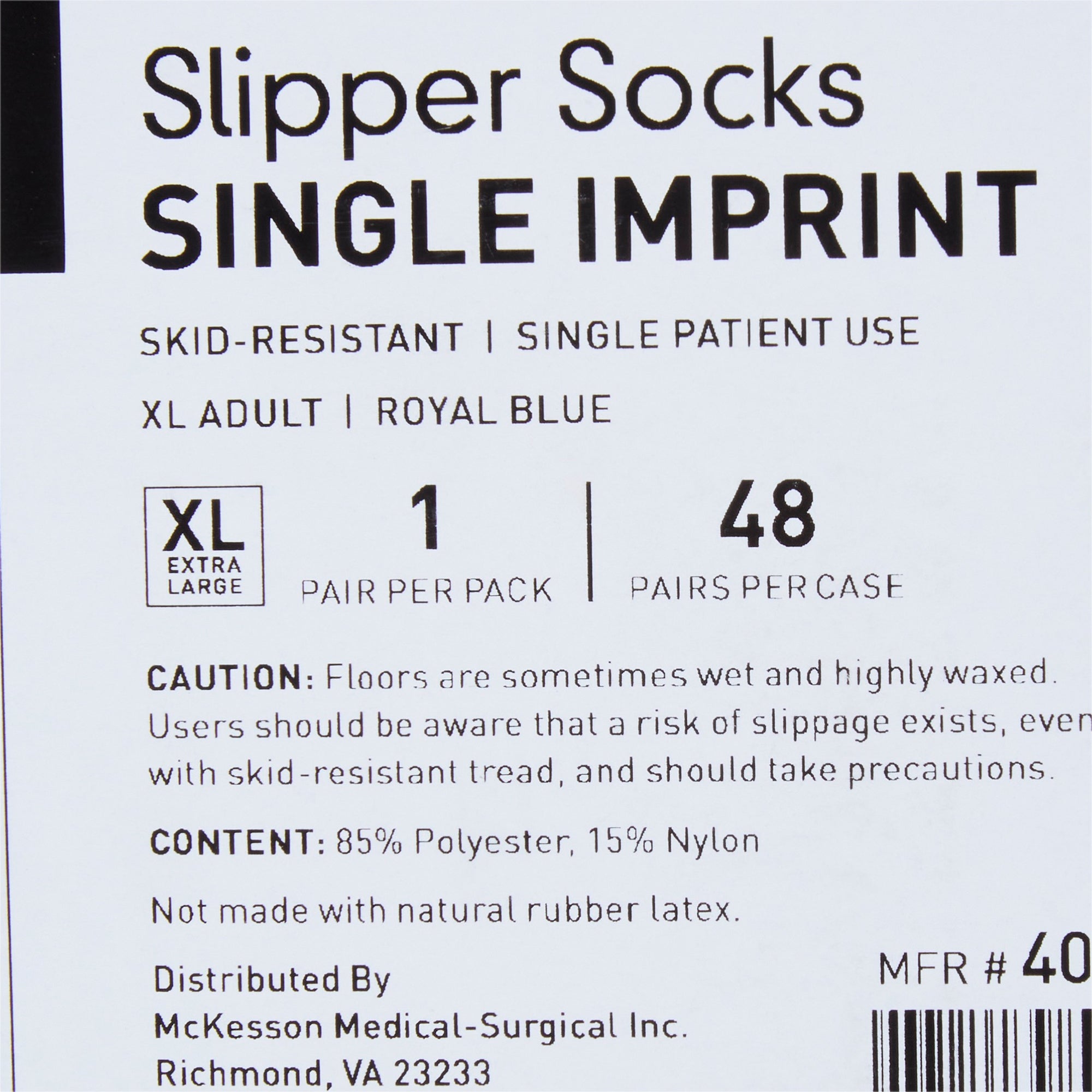 Slipper Socks McKesson Terries Unisex Adult X-Large Single Tread Single Patient Use Royal Blue, Packaging Type- Case