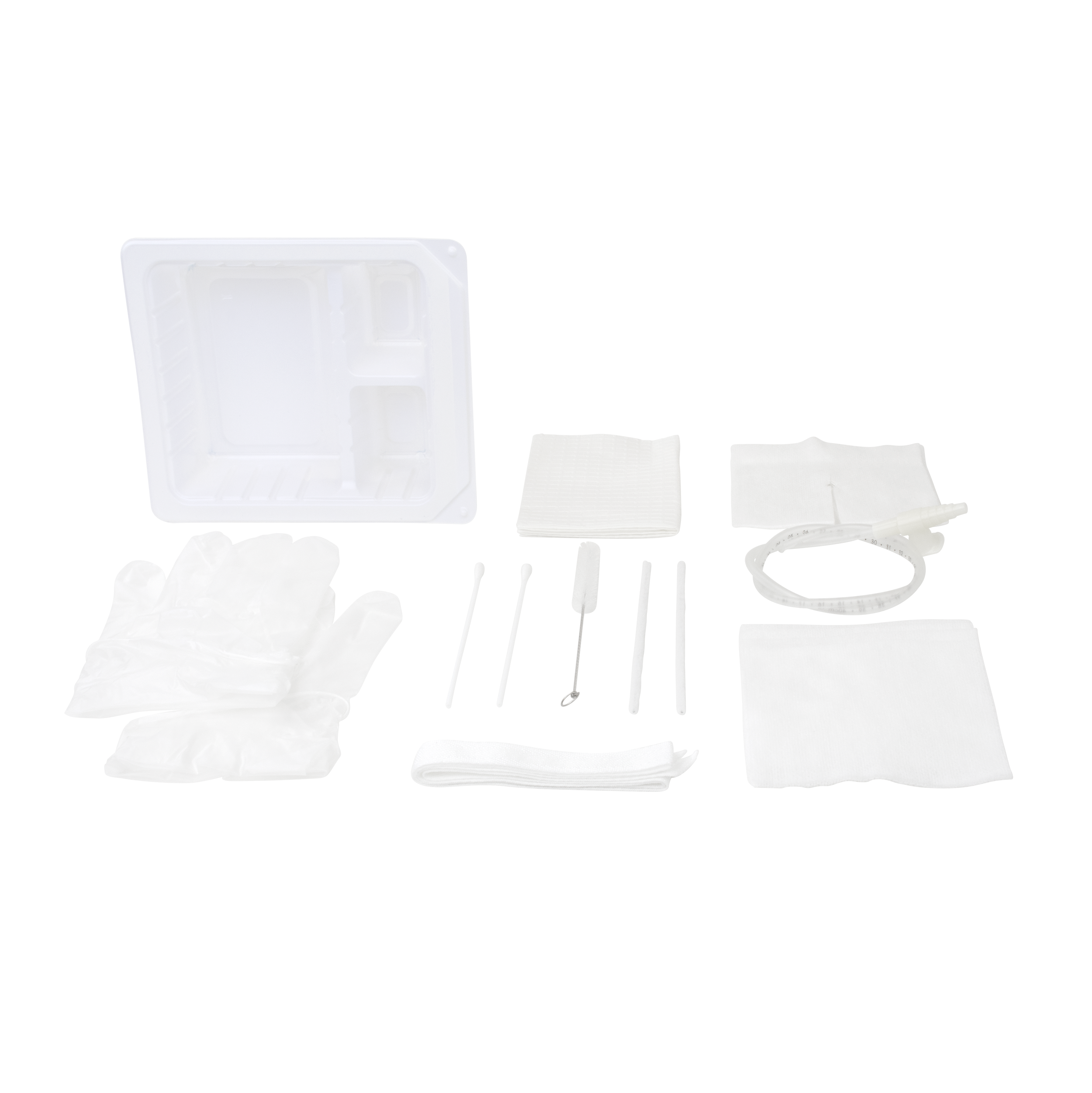 Two Compartment Tray with Vinyl Gloves and 14FR Catheter