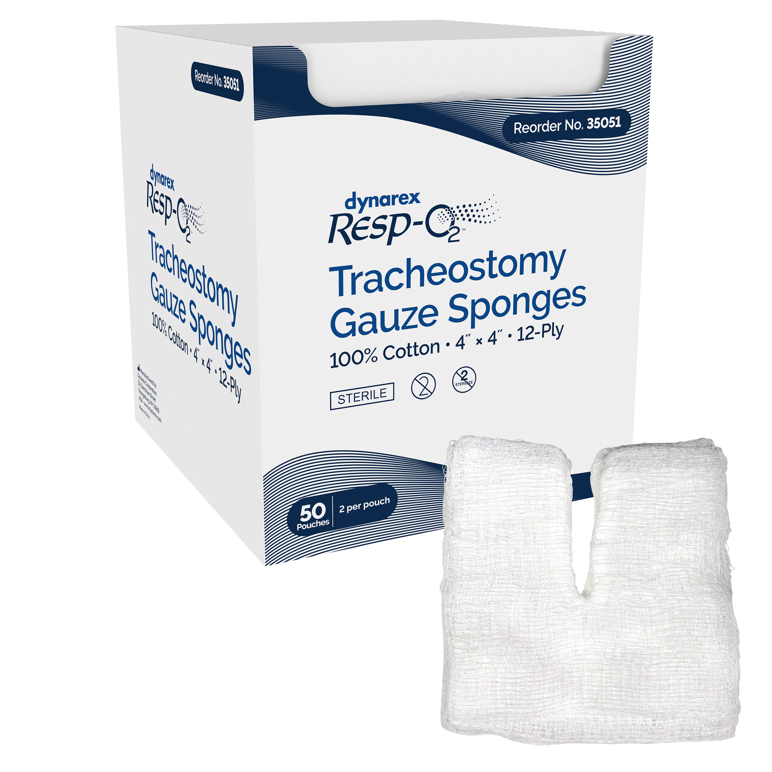 Tracheostomy Gauze Sponges, 100% Cotton