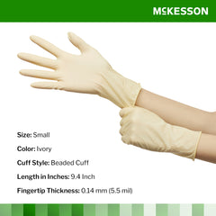 Exam Glove McKesson Confiderm Small NonSterile Latex Standard Cuff Length Smooth Ivory Not Rated | 100/BX10Box/Case