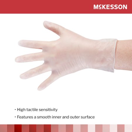 Exam Glove McKesson Small NonSterile Vinyl Standard Cuff Length Smooth Clear Not Rated,Packaging Type- Box