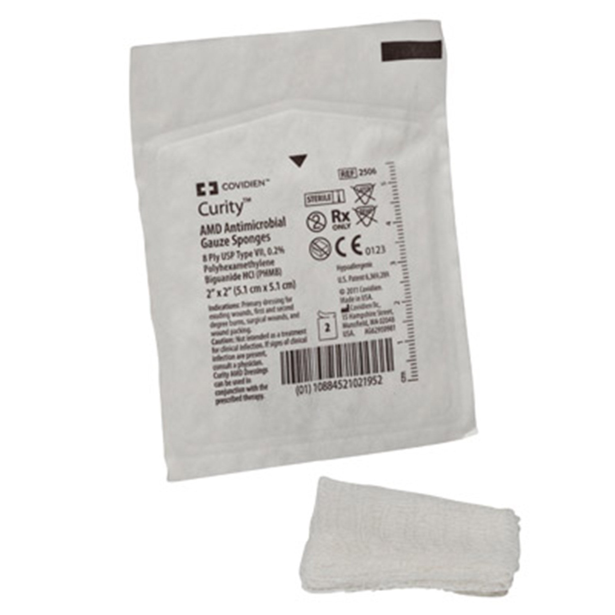 Antibacterial Gauze Sponge Curity AMD 2 X 2 Inch 8-Ply Sterile 2 per Pack