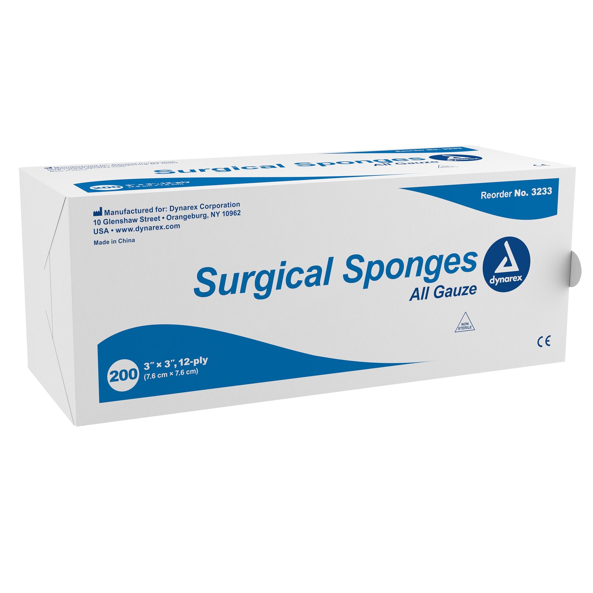 Gauze Sponge Dynarex 3 X 3 Inch 12-Ply NonSterile 200 per Pack