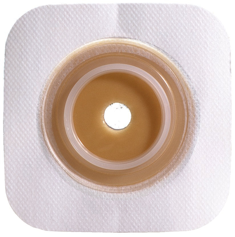 Ostomy Barrier Sur-Fit Natura Precut, Standard Wear Stomahesive Adhesive 45 mm Flange Sur-Fit Natura System Hydrocolloid 7/8 Inch Opening 4 X 4 Inch