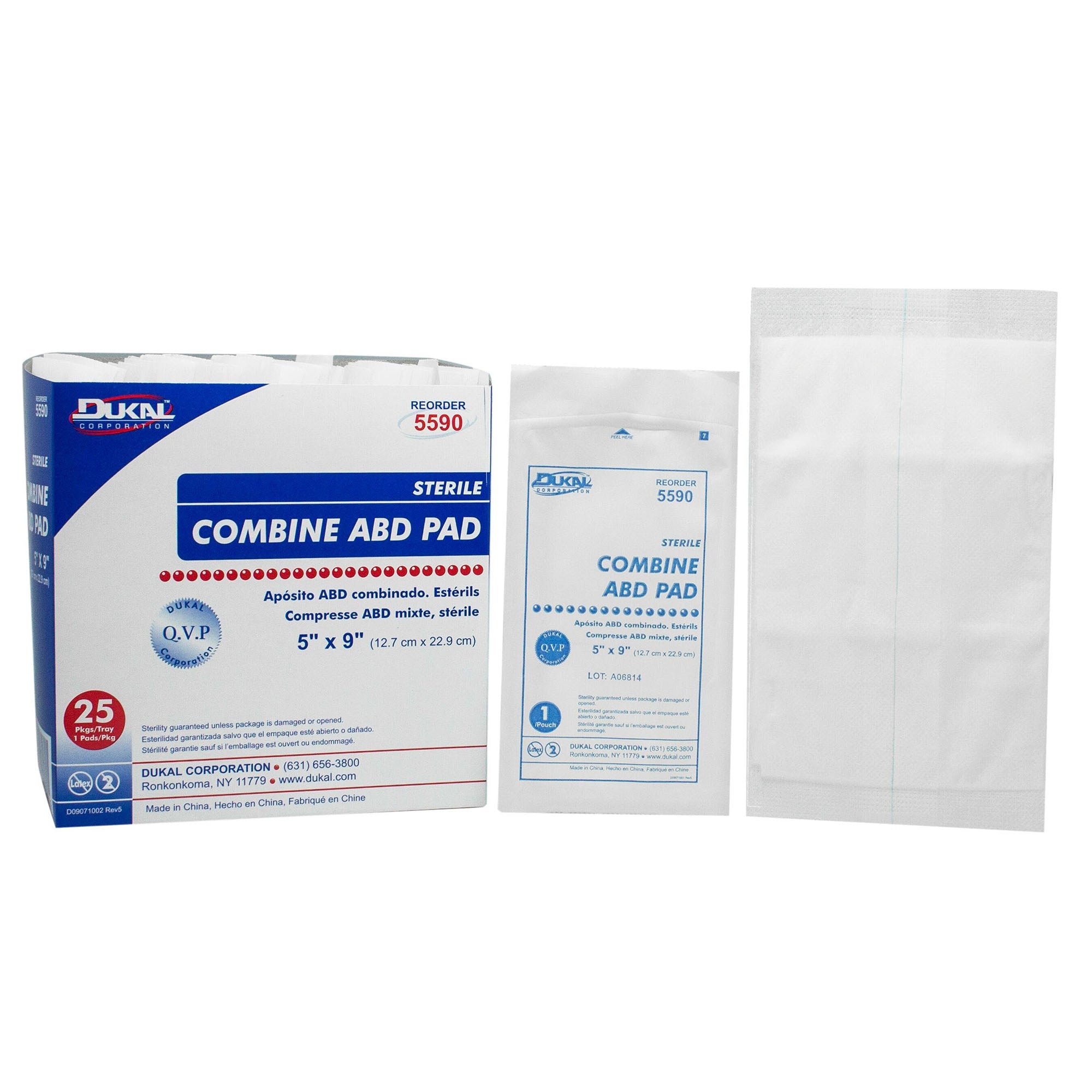 Abdominal Pad Dukal 5 X 9 Inch 1-Ply Sterile 1 per Pack, Packaging Type- Case