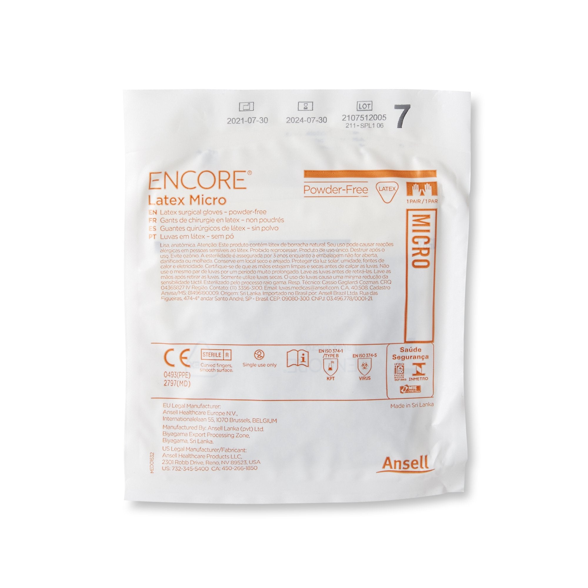 encore latex micro surgical glove size 7 brown encore latex micro surgical glove mk362177bx