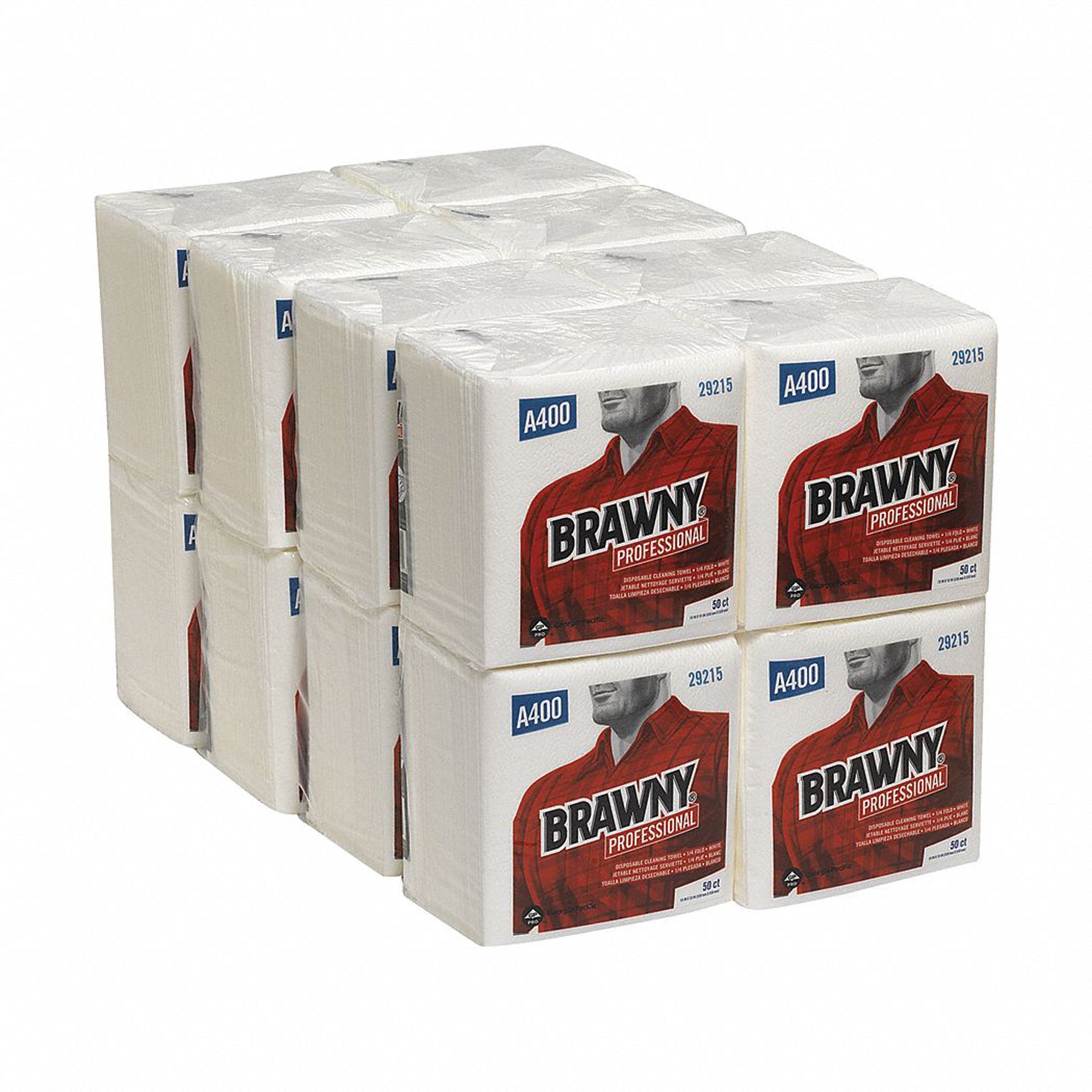 Toallita industrial Brawny de alta resistencia, blanca, no estéril, de celulosa adherida Airlaid, 13 x 13 pulgadas, reutilizable, tipo de embalaje: caja