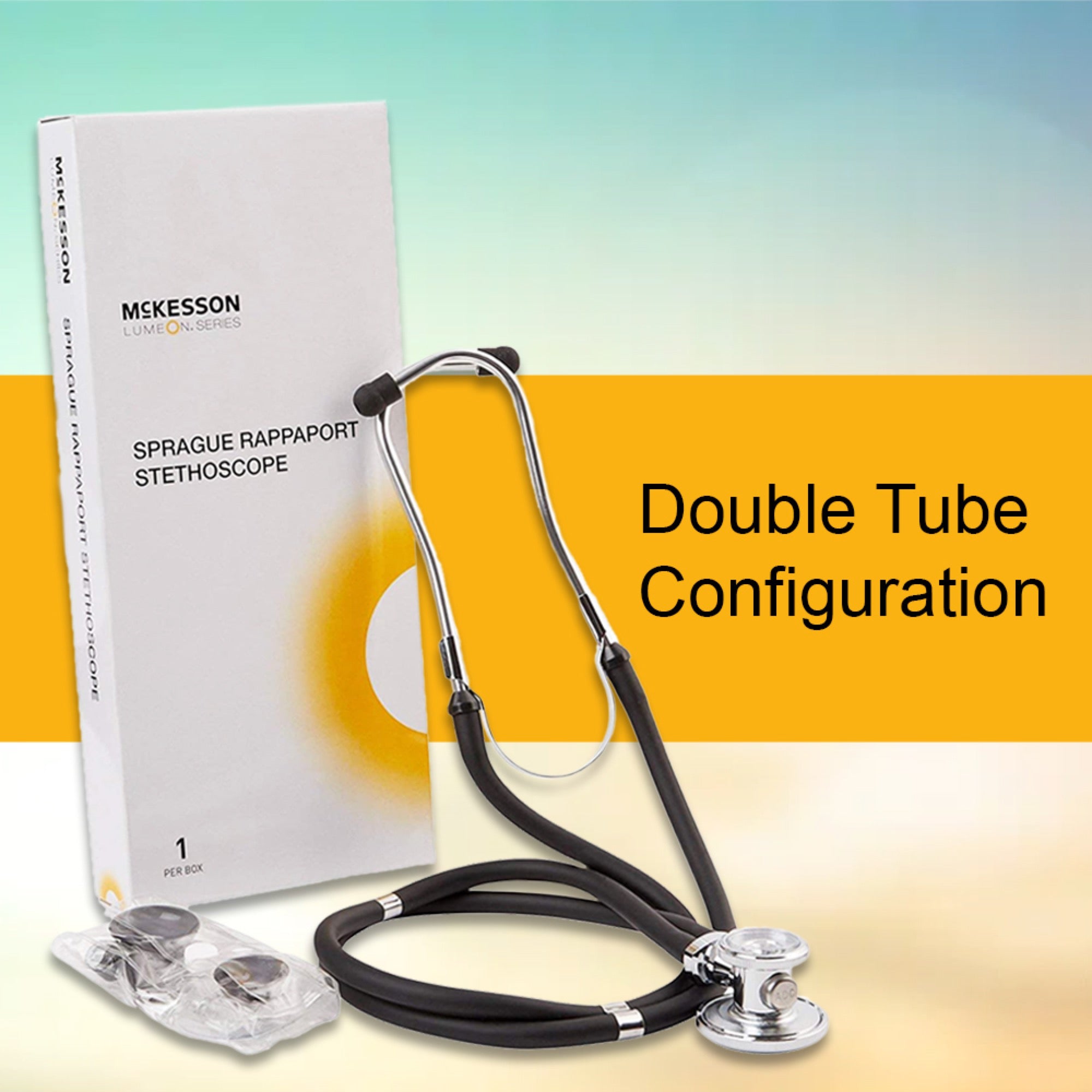 Sprague Stethoscope McKesson LUMEON Black 2-Tube 22 Inch Tube Double Sided Chestpiece, Packaging Type- Each